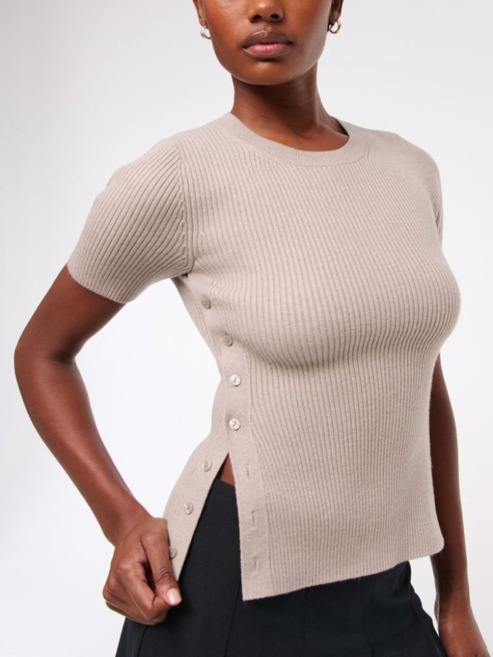 Abercrombie & Fitch LuxeLoft Side-Button Sweater Tee